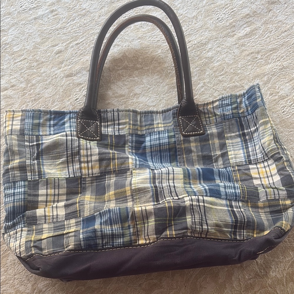 L. L. Bean plaid patchwork tote